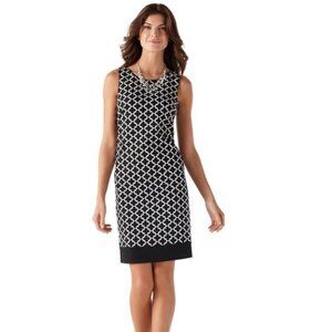 White House Black Market Black/White Geometric Shift Dress - Size 4